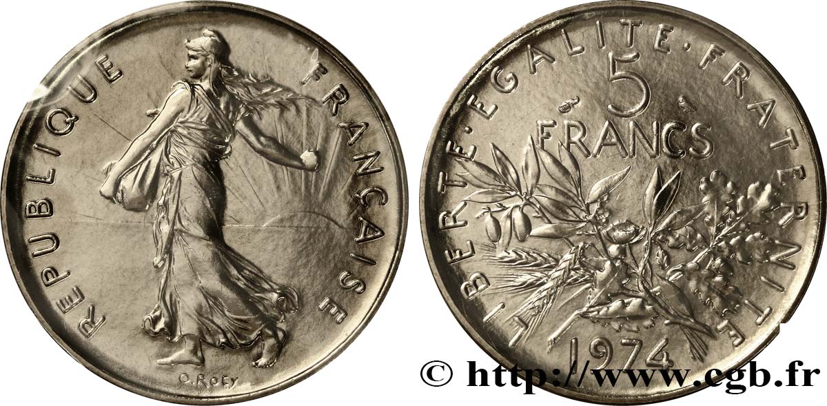 5 francs Semeuse, nickel 1974 Pessac F.341/6 FDC68 