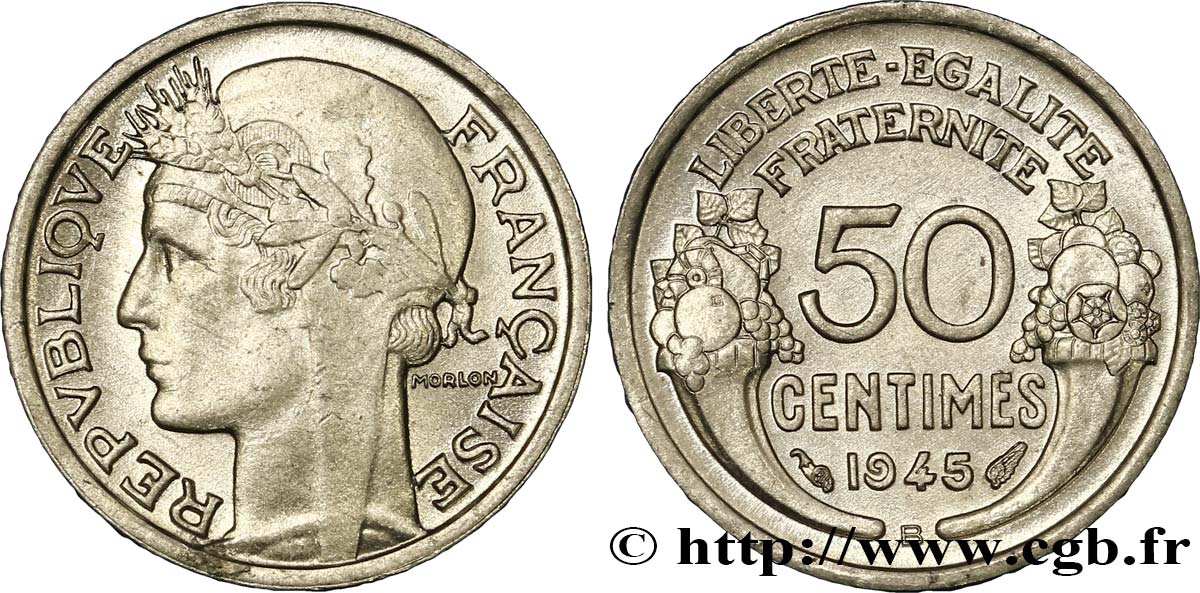 50 centimes Morlon, légère 1945 Beaumont-Le-Roger F.194/6 SC63 