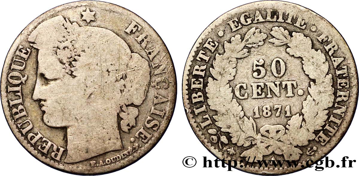 50 centimes Cérès, IIIe République 1871 Paris F.189/1 SGE9 