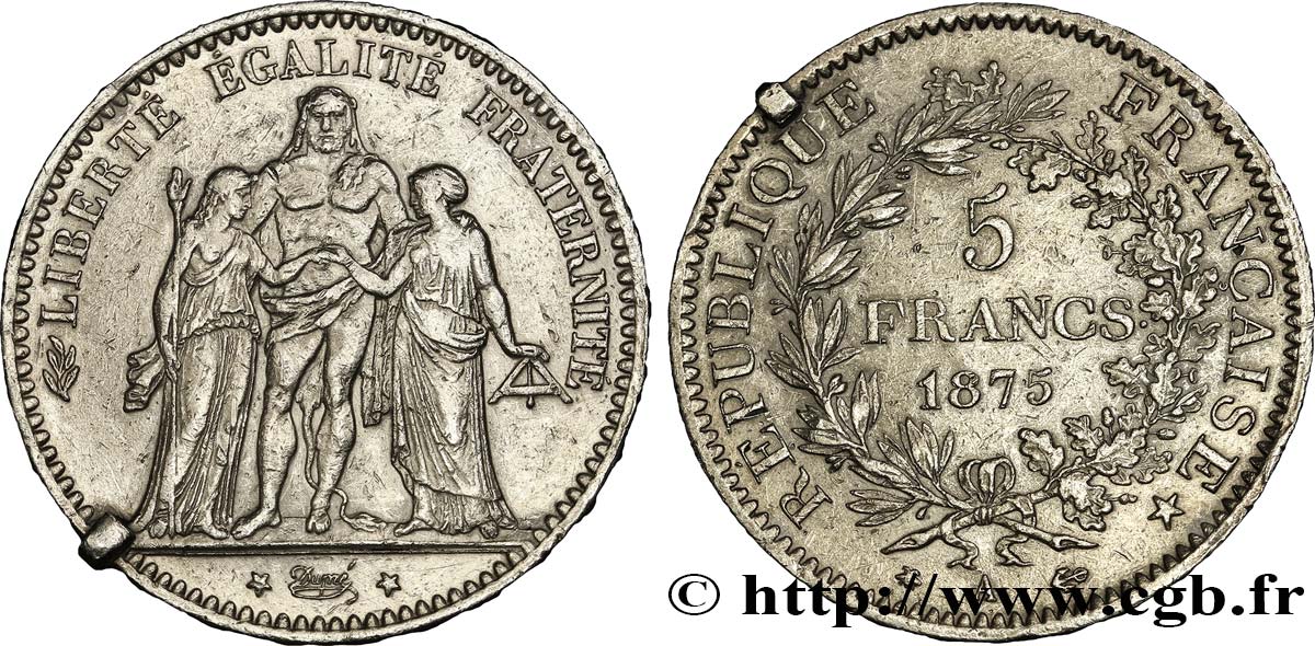 5 francs Hercule 1875 Paris F.334/14 TTB 