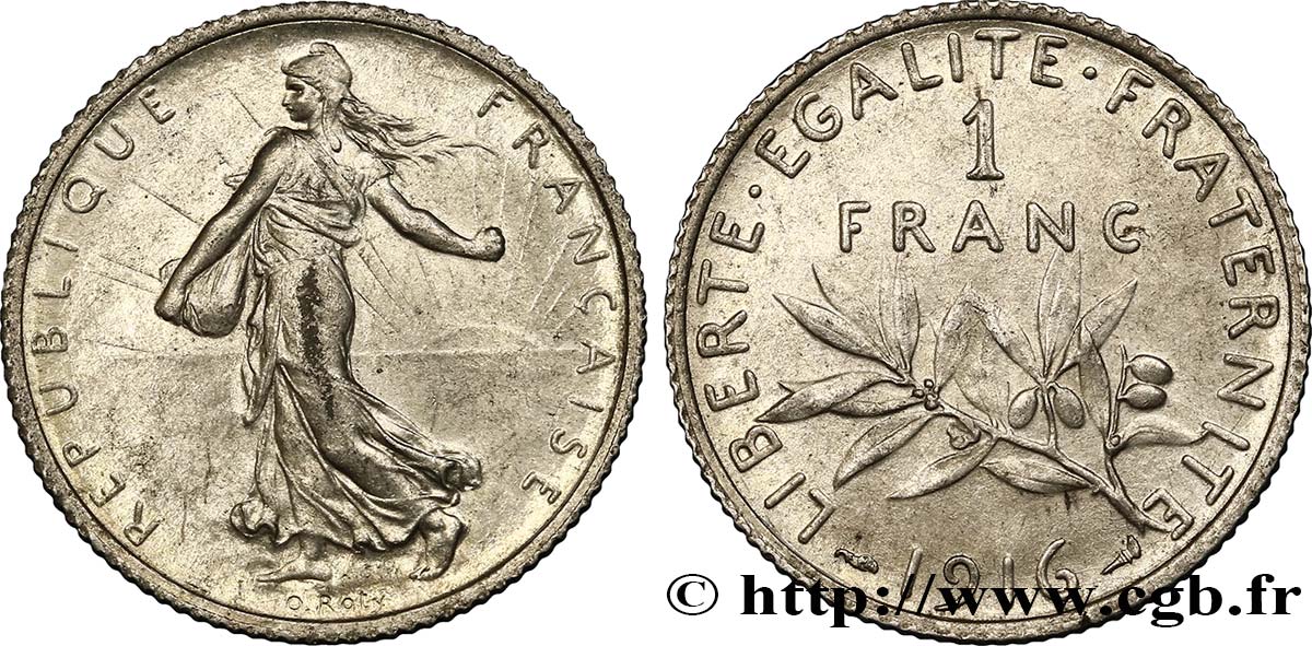 1 franc Semeuse 1916 Paris F.217/22 EBC62 