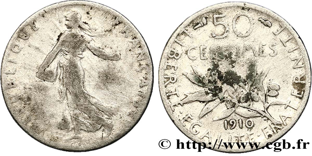 50 centimes Semeuse 1910 Paris F.190/17 S35