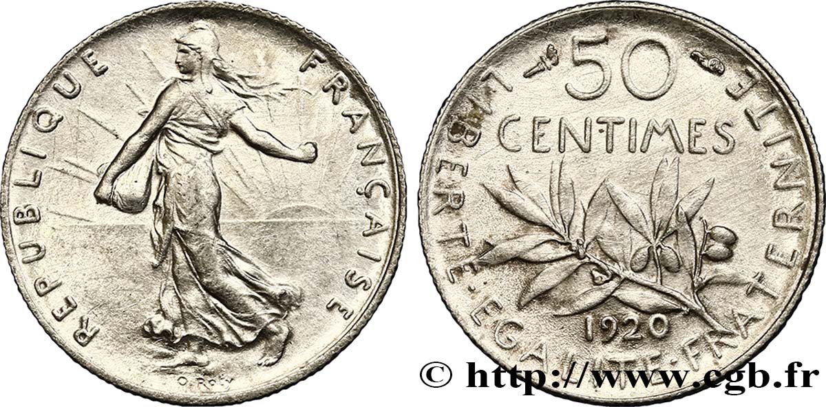 50 centimes Semeuse 1920 Paris F.190/27 MS62