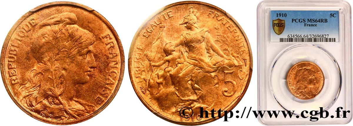 5 centimes Daniel-Dupuis 1910  F.119/22 MS64 PCGS