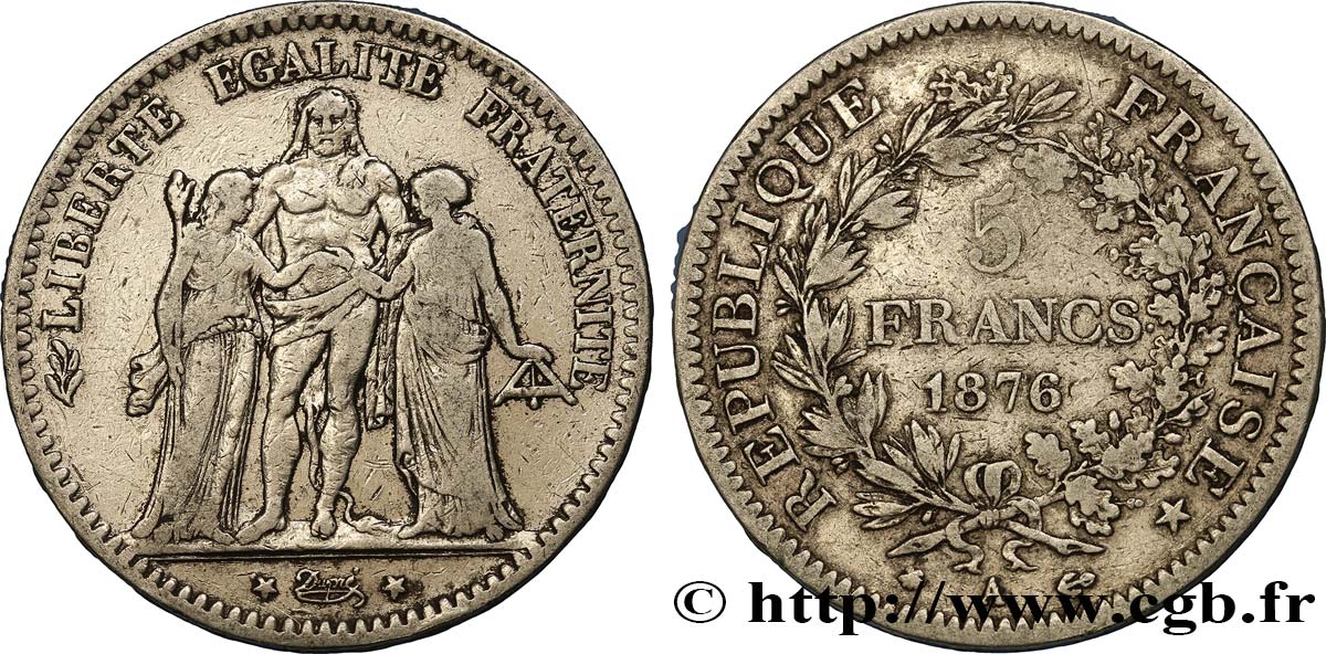 5 francs Hercule 1876 Paris F.334/17 SS