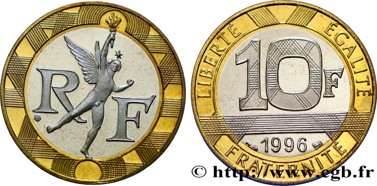 10 francs Génie de la Bastille, BE (Belle Épreuve) 1996 Pessac F.375/13 var. MS68 