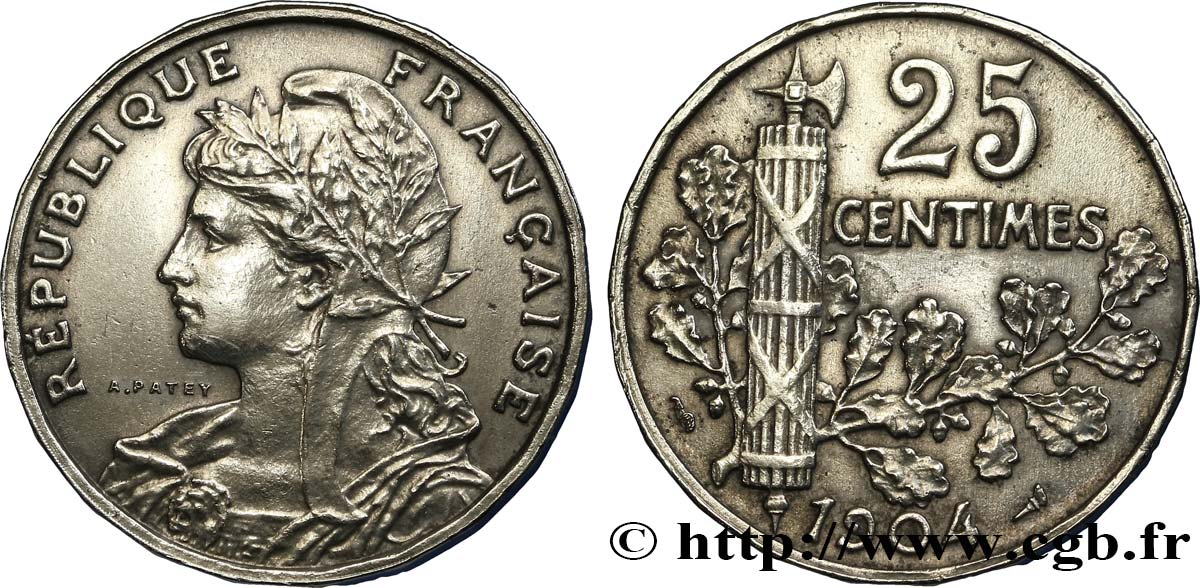 25 centimes Patey, 2e type 1904  F.169/2 TTB50 