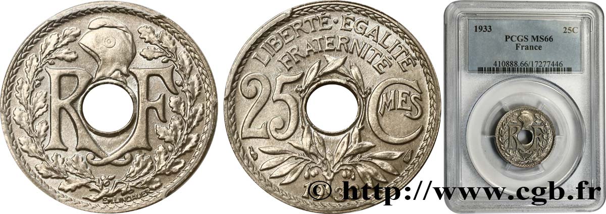 25 centimes Lindauer 1933  F.171/17 FDC66 PCGS