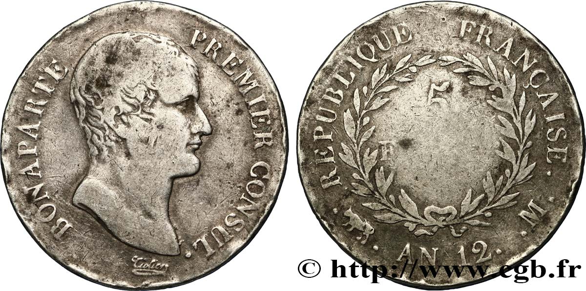 5 francs Bonaparte Premier Consul 1804 Toulouse F.301/20 F15 