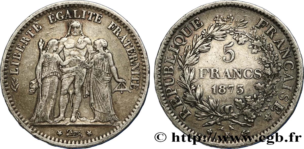 5 francs Hercule 1873 Bordeaux F.334/11 SS45