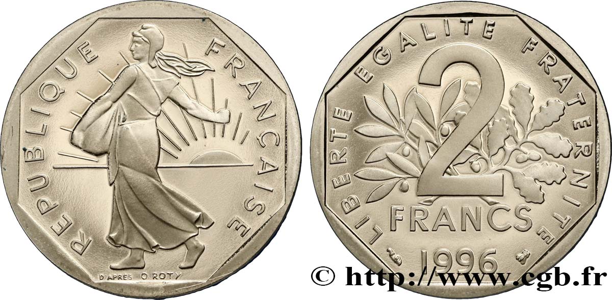 2 francs Semeuse, nickel, BE (Belle Épreuve) 1996 Pessac F.272/24 var. FDC67 