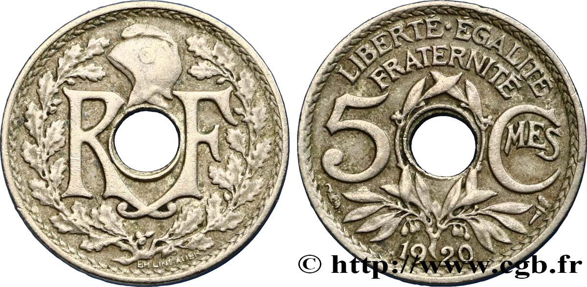 5 centimes Lindauer, petit module 1920 Paris F.122/2 XF42 
