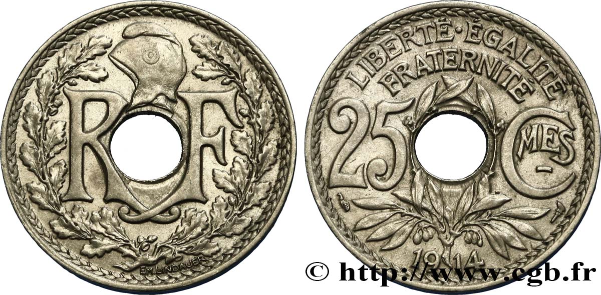 25 centimes Lindauer, Cmes souligné 1914  F.170/2 SS54 