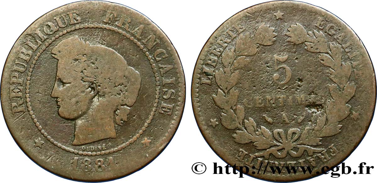 5 centimes Cérès 1881 Paris F.118/22 B12 