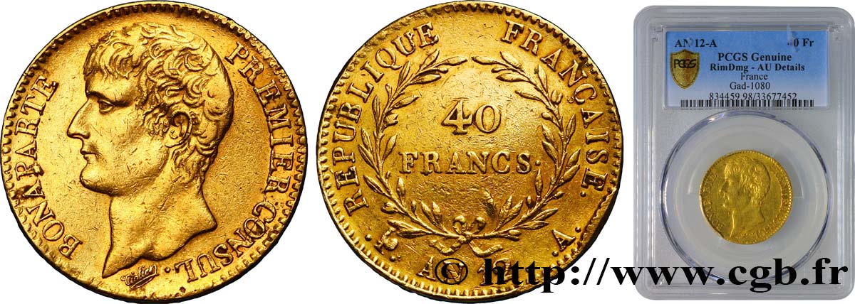 40 francs or Bonaparte, Premier Consul 1804 Paris F.536/6 MBC+ PCGS