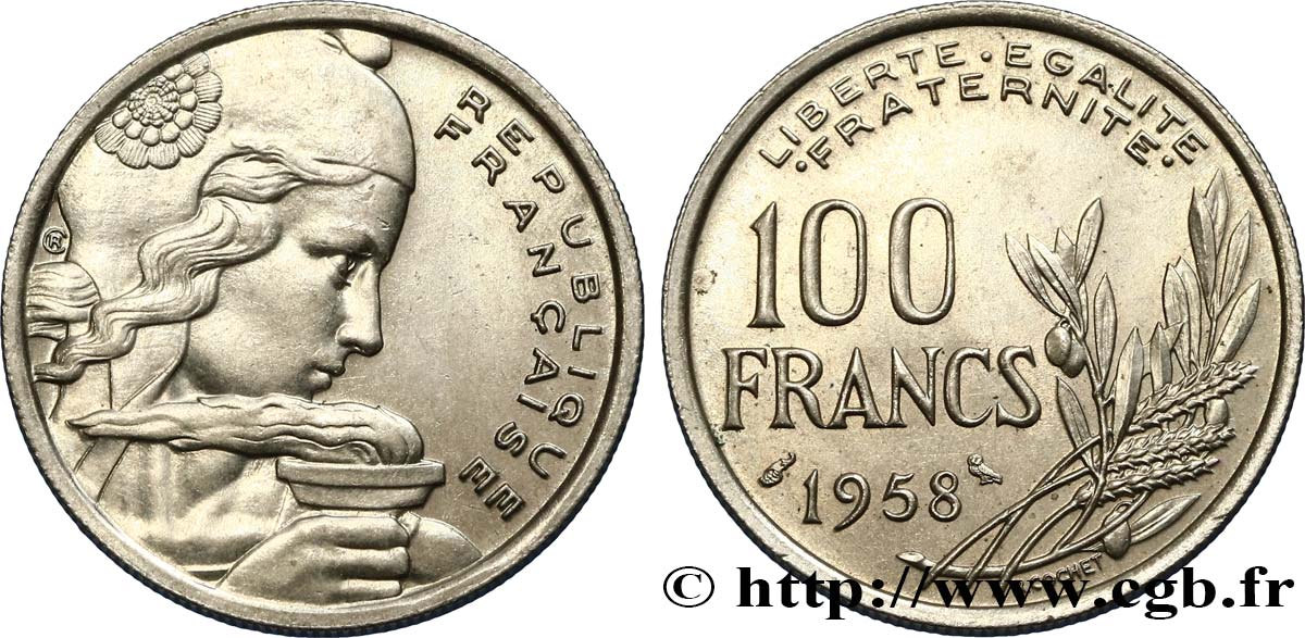 100 francs Cochet, chouette 1958 F.450/13 VZ58