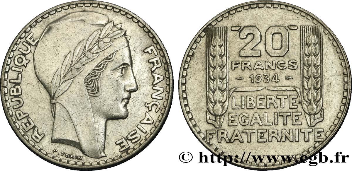 20 francs Turin 1934  F.400/6 XF45 