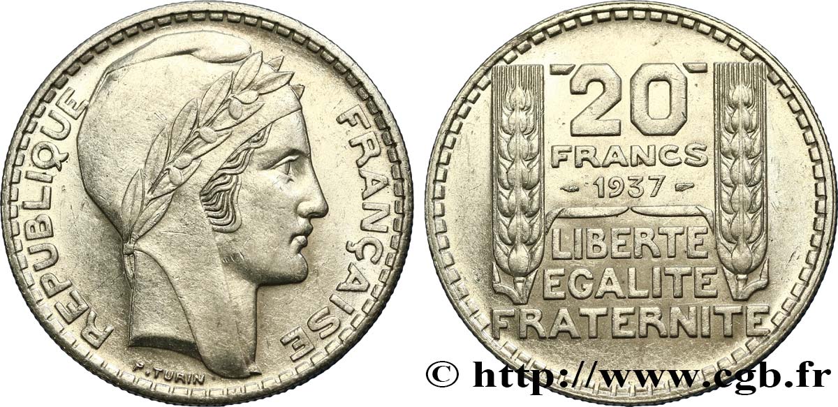 20 francs Turin 1937  F.400/8 AU58 