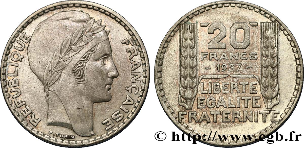 20 francs Turin 1937  F.400/8 TB25 