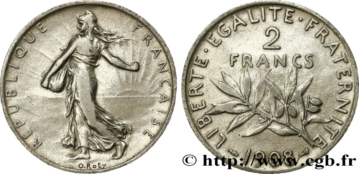 2 francs Semeuse 1908  F.266/10 TB 