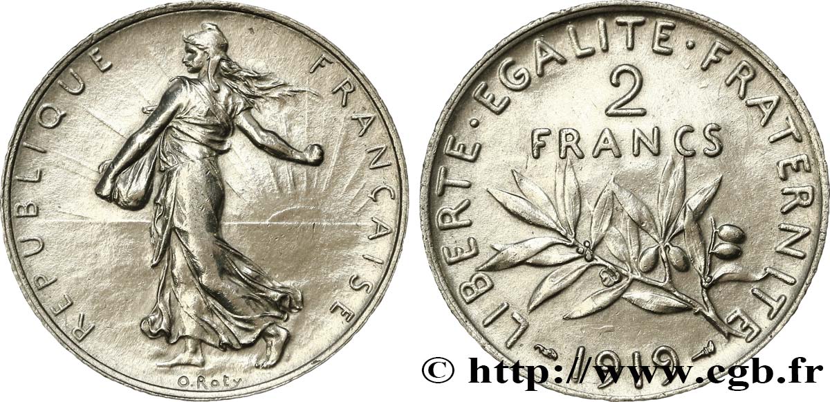 2 francs Semeuse 1919  F.266/21 MBC45 