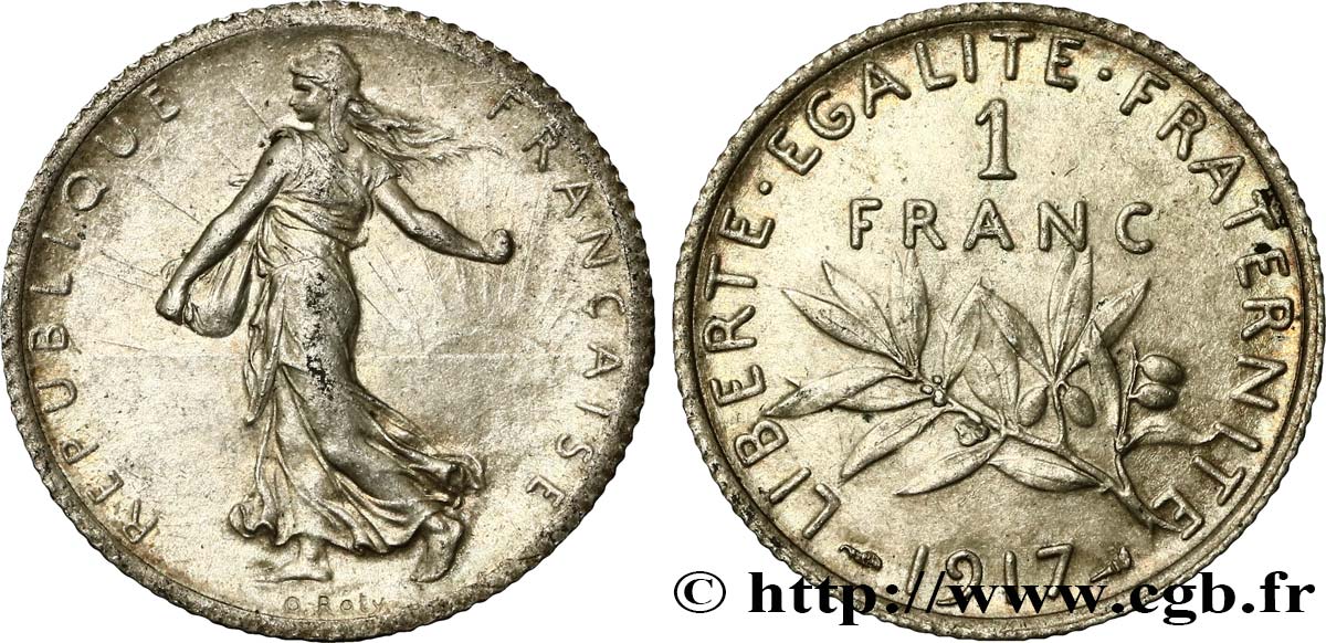 1 franc Semeuse 1917  F.217/23 AU58 