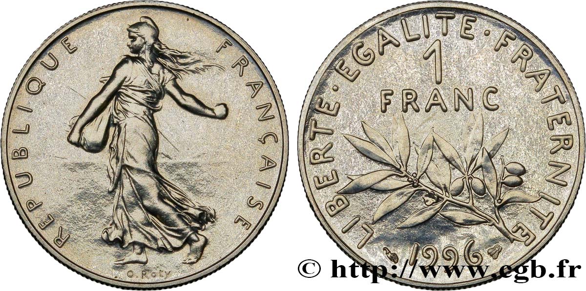 1 franc Semeuse, nickel, BU (Brillant Universel) 1996 Pessac F.226/44 ST68 