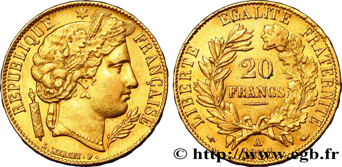 20 francs or Cérès 1851 Paris F.529/4 SS50