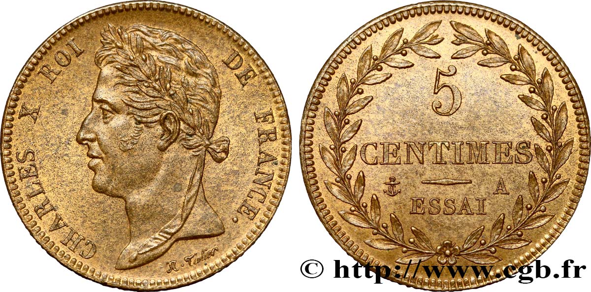 Essai de 5 centimes en bronze n.d. Paris VG.2617  VZ60 