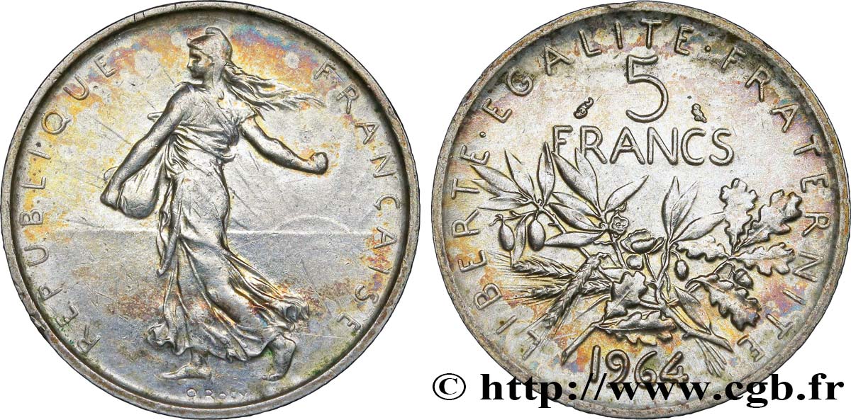 5 francs Semeuse, argent 1964 Paris F.340/8 AU