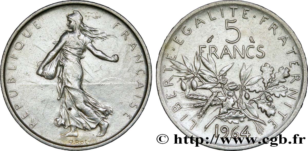 5 francs Semeuse, argent 1964 Paris F.340/8 SS 