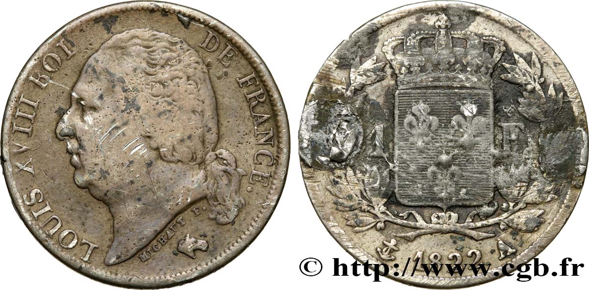 1 franc Louis XVIII 1822 Paris F.206/40 B