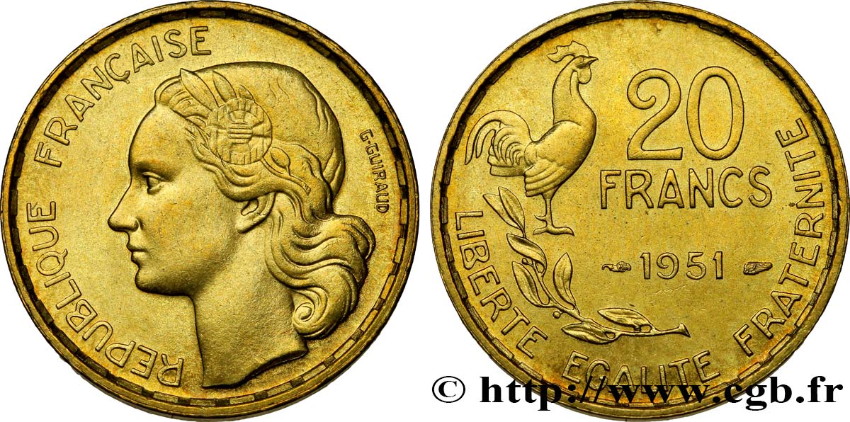 20 francs G. Guiraud 1951 F.402/7 VZ58