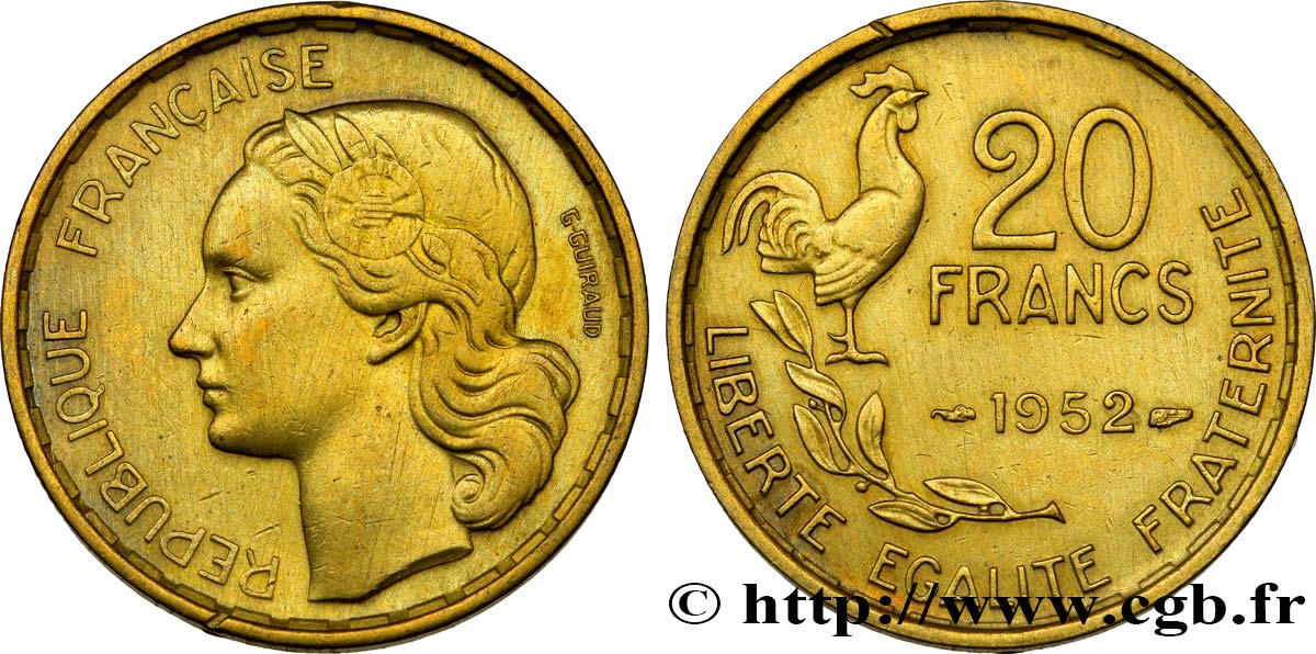 20 francs G. Guiraud 1952  F.402/9 AU53 