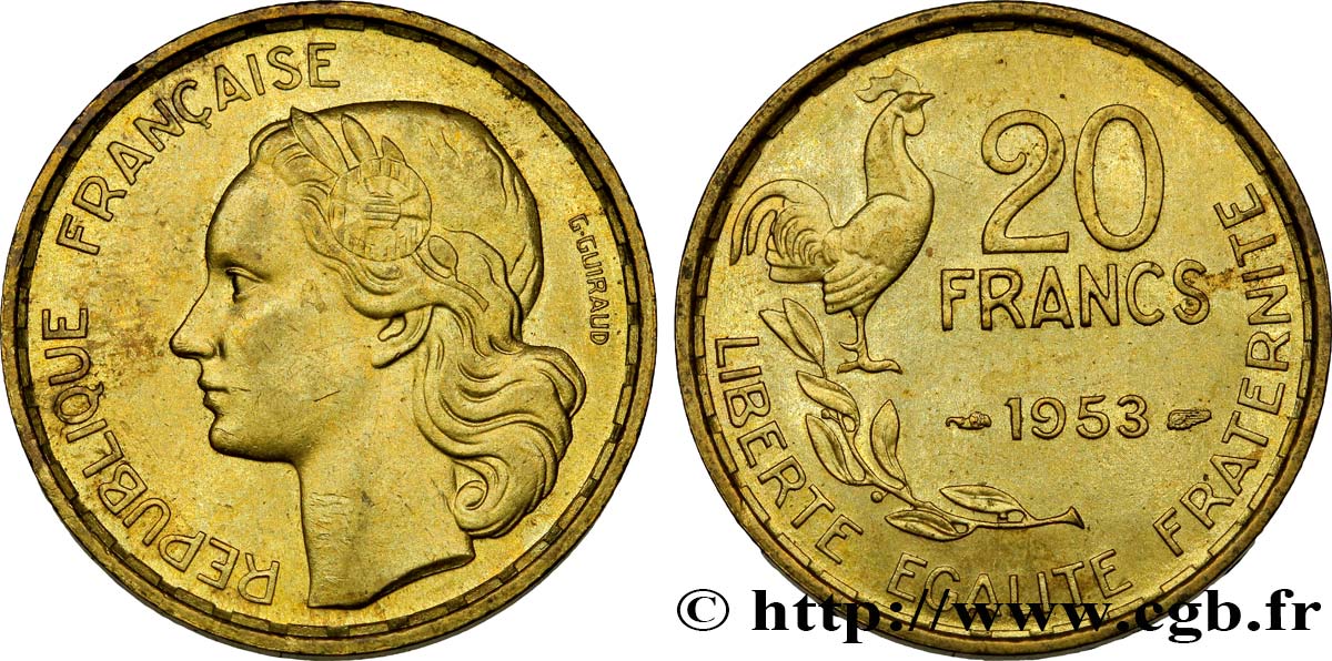 20 francs G. Guiraud 1953  F.402/11 SUP55 