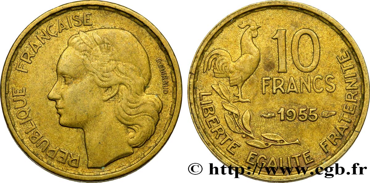 10 francs Guiraud 1955  F.363/12 AU50 