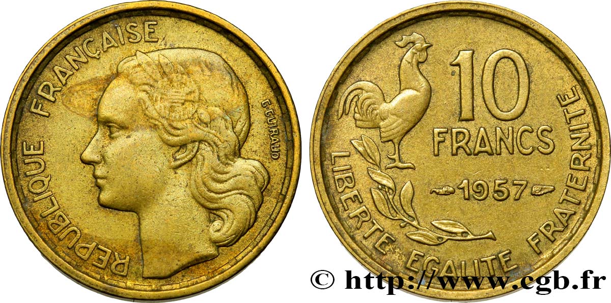 10 francs Guiraud 1957  F.363/13 AU50 