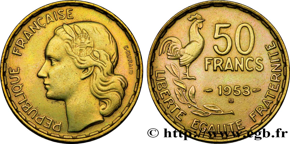 50 francs Guiraud 1953 Beaumont-Le-Roger F.425/11 TTB 