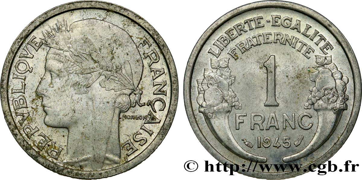 1 franc Morlon, légère 1945  F.221/6 SPL60 
