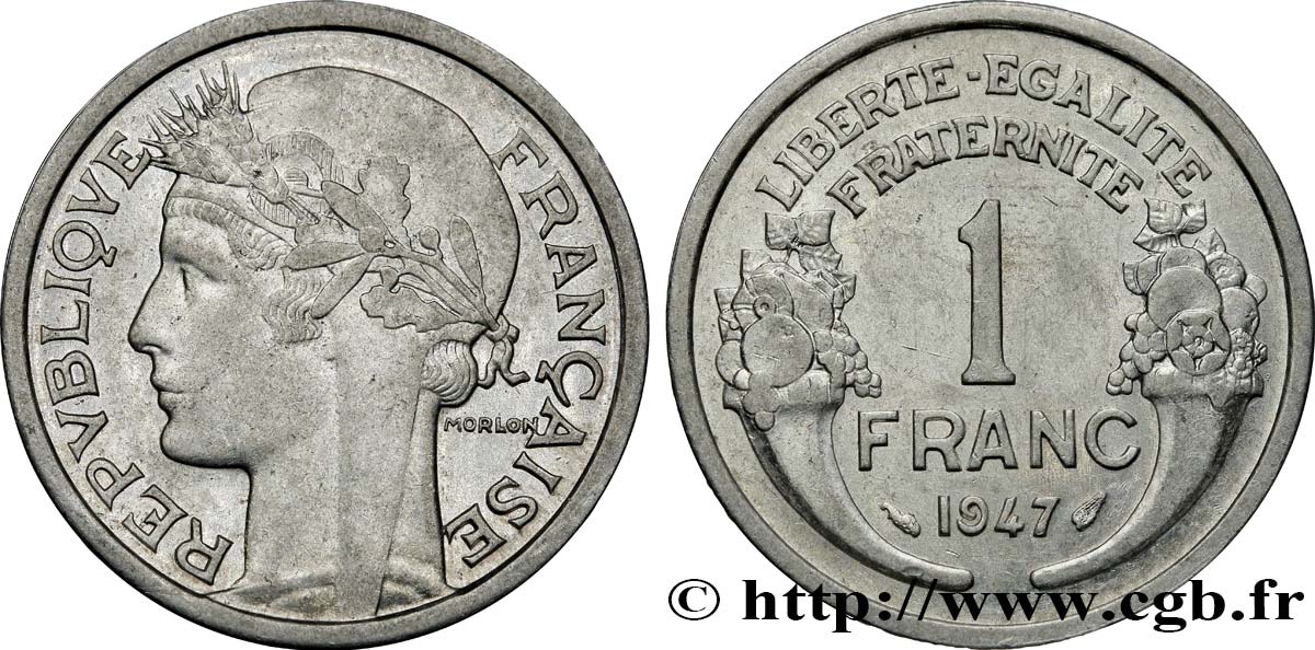 1 franc Morlon, légère 1947  F.221/11 MS60 