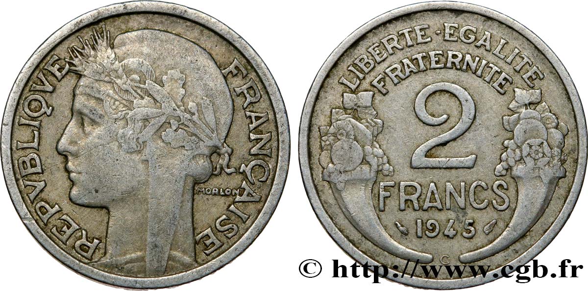 2 francs Morlon, aluminium 1945 Castelsarrasin F.269/7 TTB45 