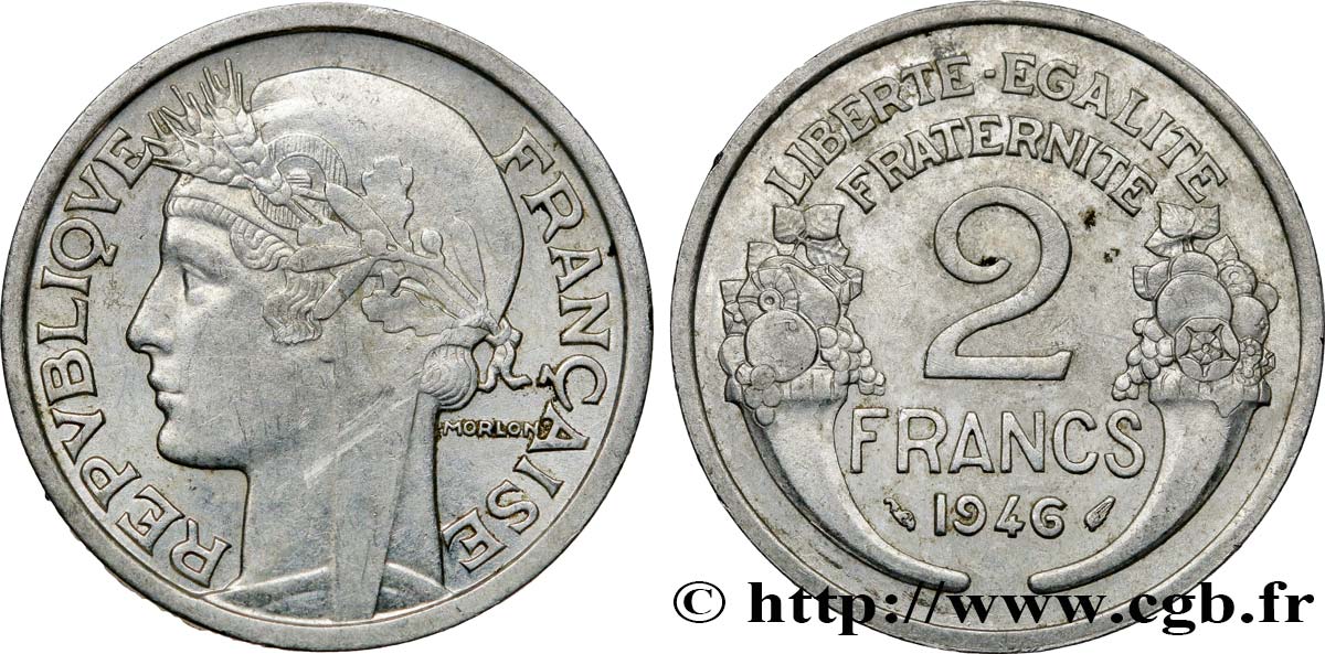 2 francs Morlon, aluminium 1946  F.269/8 TTB52 