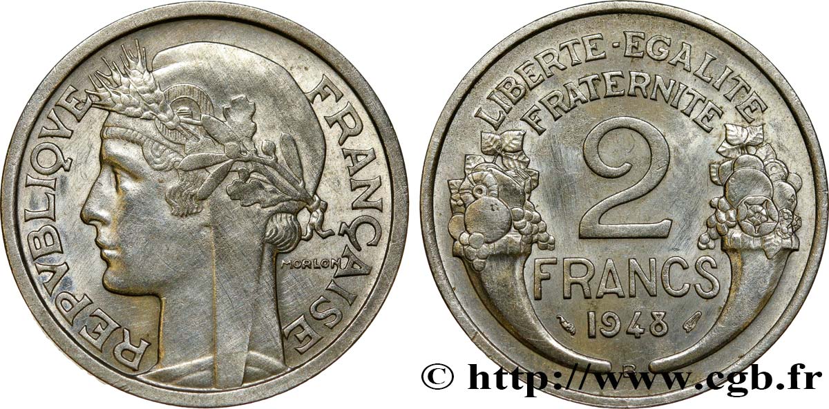 2 francs Morlon, aluminium 1948 Beaumont-Le-Roger F.269/13 AU55