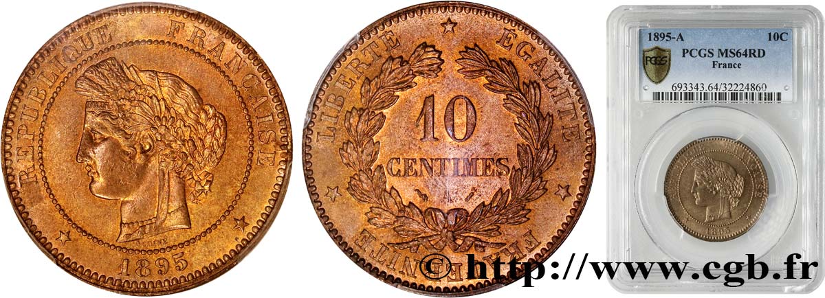 10 centimes Cérès 1895 Paris F.135/40 MS64 PCGS