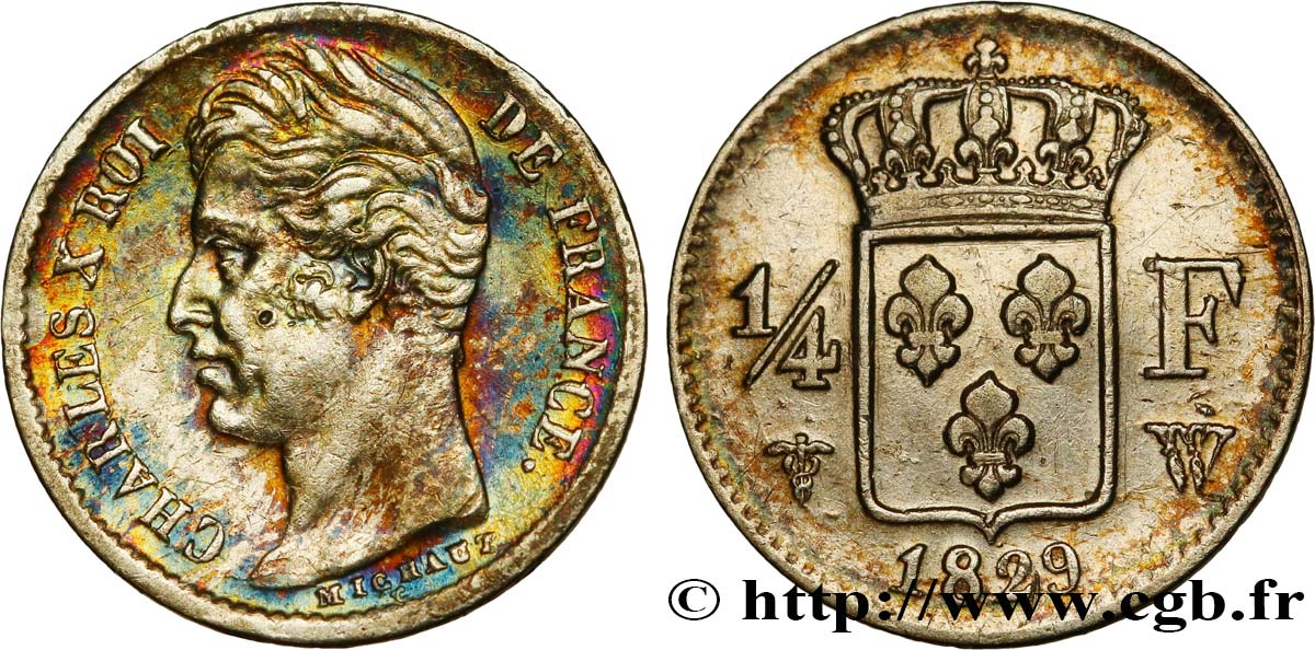 1/4 franc Charles X 1829 Lille F.164/38 SS48