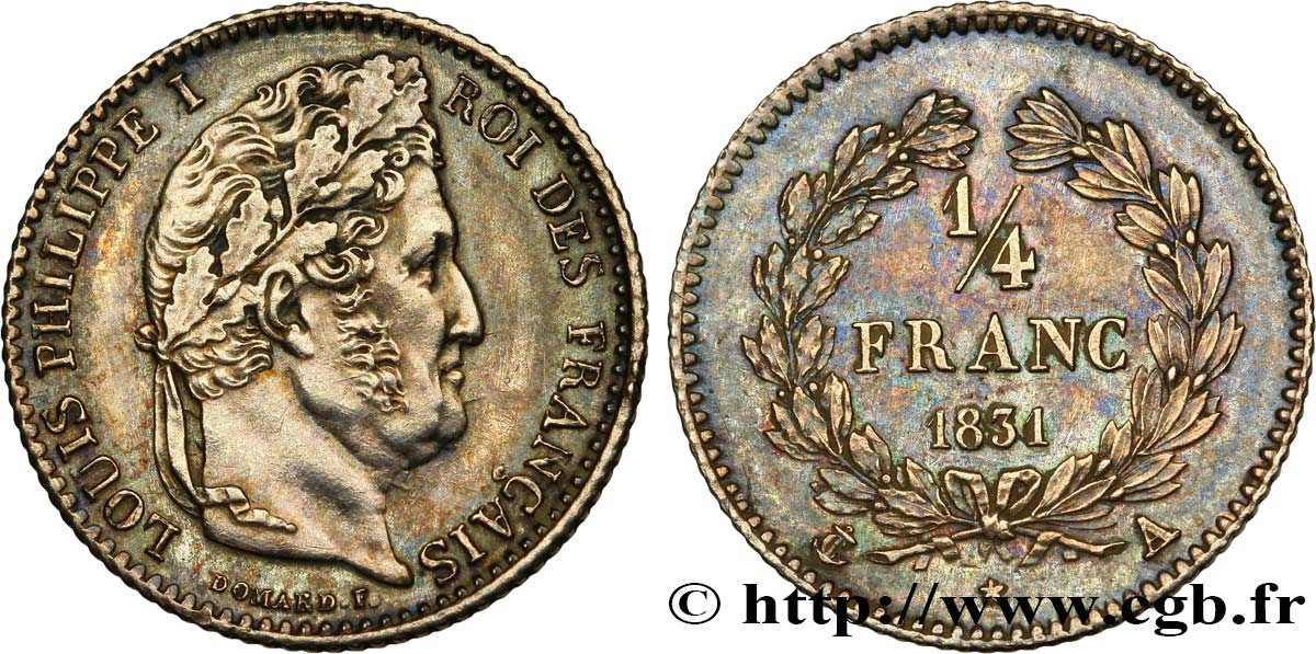 1/4 franc Louis-Philippe 1831 Paris F.166/1 AU58 