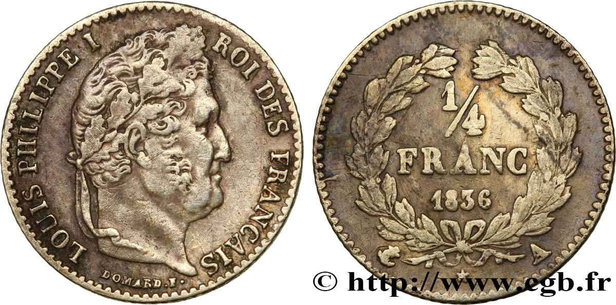1/4 franc Louis-Philippe 1836 Paris F.166/59 TTB40 