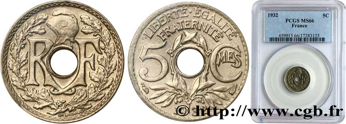 5 centimes Lindauer, petit module 1932 Paris F.122/15 FDC66 