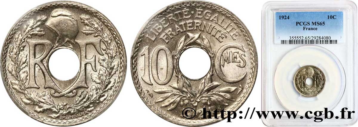 10 centimes Lindauer 1924 Paris F.138/10 FDC65 PCGS