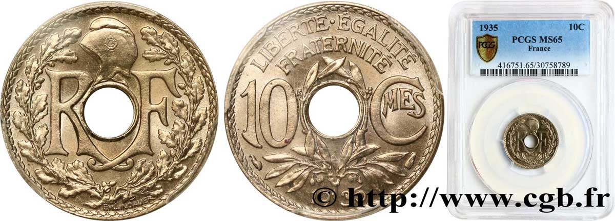 10 centimes Lindauer 1935  F.138/22 ST65 PCGS